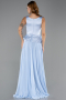 Robe de Soirée Longue Mousseline Bleu clair ABU6568