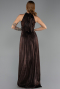 Robe de Soirée Longue Mousseline Brun ABU6428