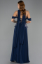 Robe de Soirée Longue Mousseline Bleu Marine ABU6612