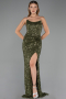 Robe de Soirée Longue Squameuse Kaki ABU6613