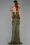 Robe de Soirée Longue Squameuse Kaki ABU6613
