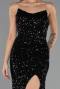Robe de Soirée Longue Squameuse Noir ABU6613