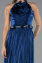 Robe de Soirée Longue Mousseline Bleu Marine ABU6614