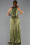 Robe de Soirée Longue Mousseline Vert Huile ABU6614