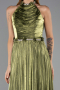 Robe de Soirée Longue Mousseline Vert Huile ABU6614