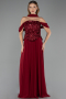 Robe de Soirée Grande Taille Longue Mousseline Rouge Bordeaux ABU6535