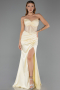 Robe de Soirée Longue Satin Jaune ABU6616