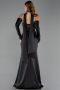 Robe de Soirée Longue Satin Noir ABU6616
