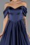 Robe de Soirée Longue Satin Bleu Marine ABU6617