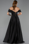 Robe de Soirée Longue Satin Noir ABU6617