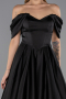 Robe de Soirée Longue Satin Noir ABU6617