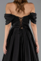 Robe de Soirée Longue Satin Noir ABU6617