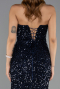Robe de Soirée Longue Squameuse Bleu Marine ABU6613