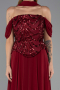 Robe de Soirée Longue Mousseline Rouge Bordeaux ABU6532