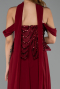 Robe de Soirée Longue Mousseline Rouge Bordeaux ABU6532