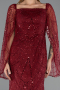 Robe de Soirée Longue Perlé Rouge Bordeaux ABU5066