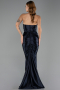 Robe de Soirée Longue Bleu Marine ABU6606