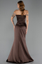 Robe Queue de Poisson Longue Satin Brun ABU6608