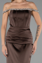 Robe Queue de Poisson Longue Satin Brun ABU6608