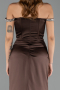 Robe Queue de Poisson Longue Satin Brun ABU6608
