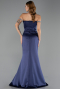 Robe Queue de Poisson Longue Satin Bleu Marine ABU6608