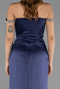 Robe Queue de Poisson Longue Satin Bleu Marine ABU6608