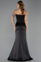 Robe Queue de Poisson Longue Satin Noir ABU6608