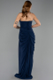 Robe de Soirée Longue Mousseline Bleu Marine ABU6589