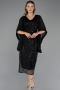 Robe De Invitation Grande Taille Midi Perlé Noir ABK2693