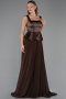 Robe de Soirée Longue Mousseline Brun ABU6568