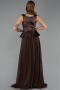 Robe de Soirée Longue Mousseline Brun ABU6568