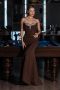 Robe Queue de Poisson Longue Brun ABU6526