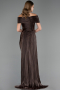 Robe de Soirée Longue Mousseline Brun ABU6581