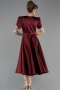 Robe De Soirée Midi Satin Rouge Bordeaux ABK2699