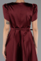 Robe De Soirée Midi Satin Rouge Bordeaux ABK2699