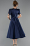 Robe De Soirée Midi Satin Bleu Marine ABK2699