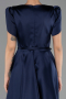 Robe De Soirée Midi Satin Bleu Marine ABK2699