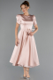 Robe De Soirée Midi Satin Poudre ABK2699