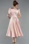 Robe De Soirée Midi Satin Poudre ABK2699