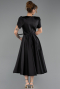 Robe De Soirée Midi Satin Noir ABK2699