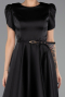 Robe De Soirée Midi Satin Noir ABK2699