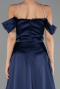 Robe de Soirée Longue Satin Bleu Marine ABU6638