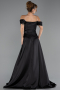 Robe de Soirée Longue Satin Noir ABU6638