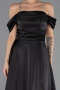 Robe de Soirée Longue Satin Noir ABU6638