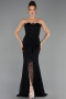 Robe de Soirée Longue Dantelle Noir ABU6639