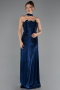 Robe de Soirée Longue Mousseline Bleu Marine ABU6643