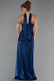 Robe de Soirée Longue Mousseline Bleu Marine ABU6643