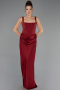 Robe de Soirée Longue Satin Rouge Bordeaux ABU6649