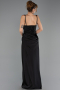 Robe de Soirée Longue Satin Noir ABU6649
