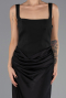 Robe de Soirée Longue Satin Noir ABU6649